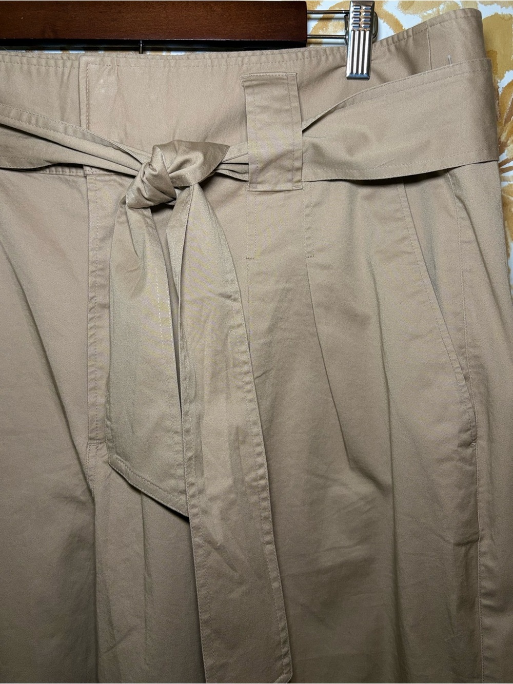 Lauren Ralph Lauren Khaki Paperbag Pants | Belted Tapered Ankle Trouser - Picture 8 of 12